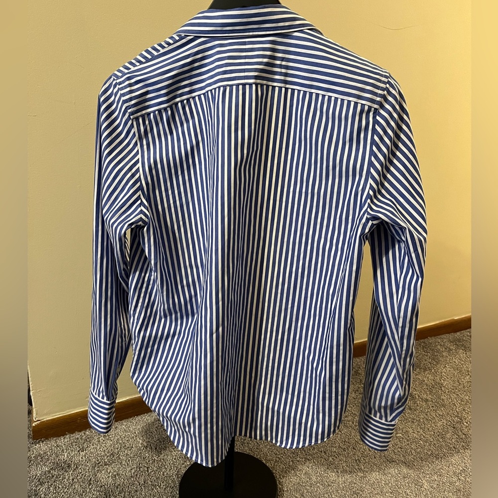 Chaps Blue and White Striped Button Down Shirt - Picture 3 of 3
